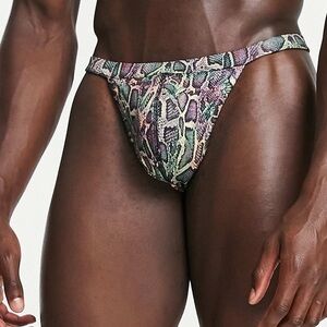 Men's Snakeskin Print Swim Thong